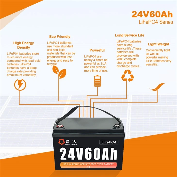 LVWO-24V 25.6V 60Ah LiFePO4 Lithium Battery